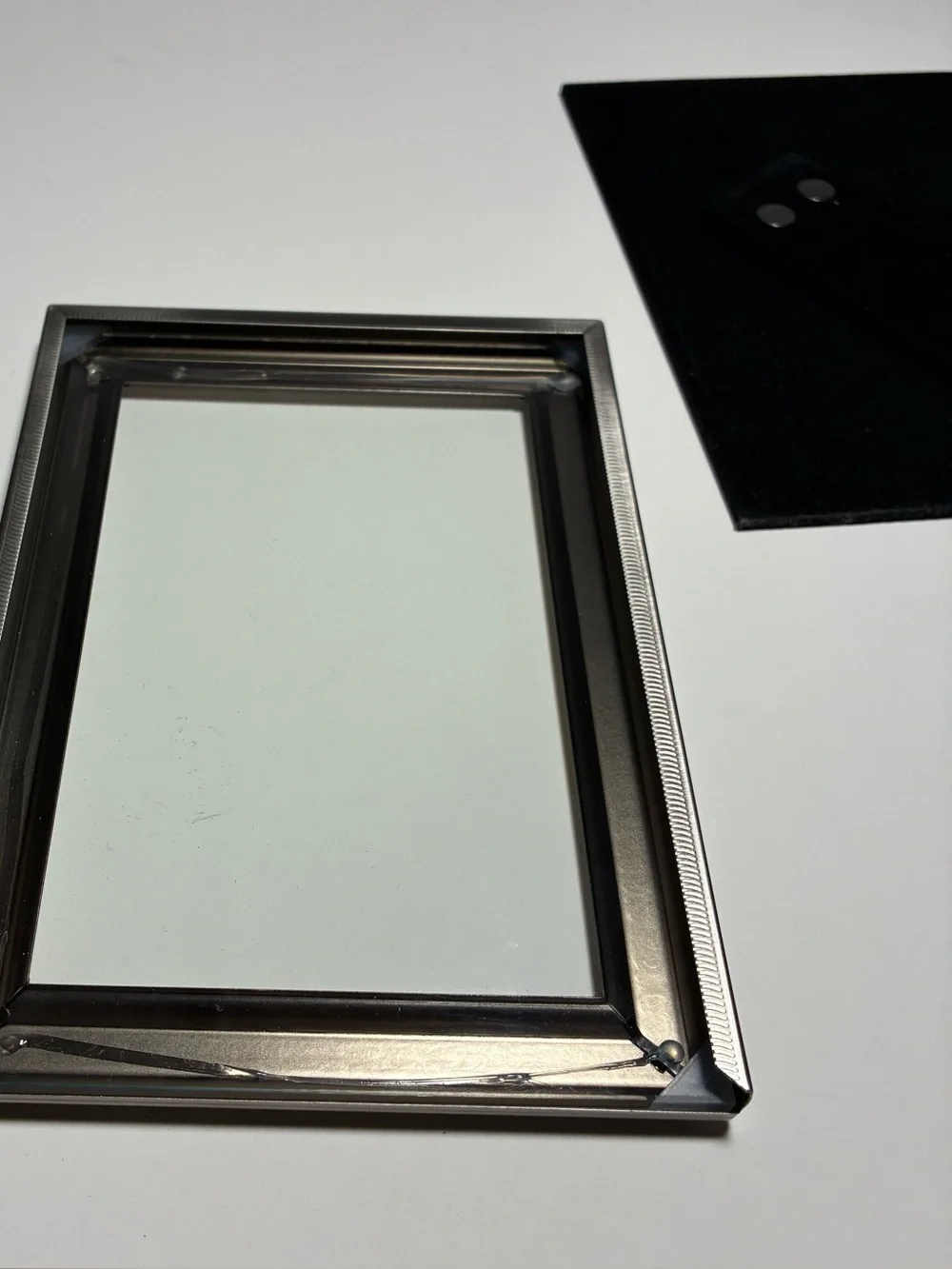 Vintage Silver Aluminum Etched Frame Botanical Floral Print Freestanding 7x5